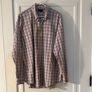 Lands' End Men's Plaid Button-Down Shirt - Burgundy, Blue, White